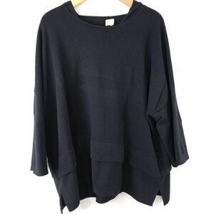 100% Cashmere Plus Hooded Pull Over Sweater Black 3X Comfy Cozy Loose Casual